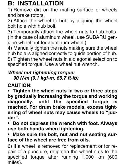 Toyota Wheel Nut Torque Chart